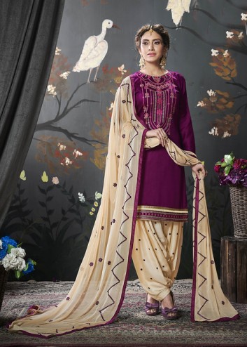 Designer Jam Silk Cotton Patiyala Salwar Suit