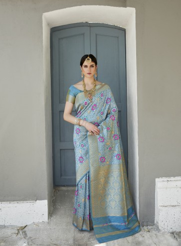 Designer Classic Wear Silk Blend Saree