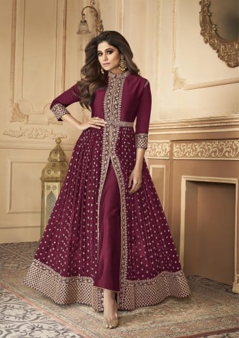 Heavy Designer Real Georgette Party Wear Indo Western Style Suit