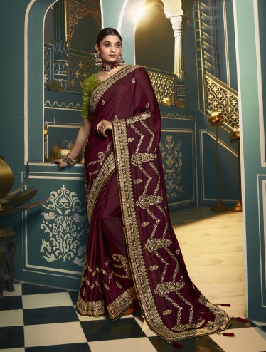 Embroidred Designer Traditional Wear Silk Saree