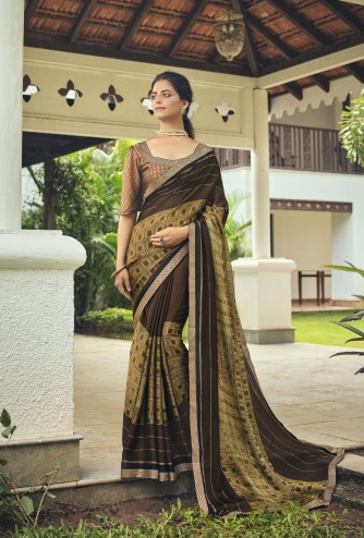 Designer Casual Wear Printed Chiffon Saree