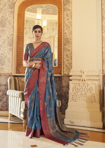 Designer Traditional Wear Tussar Silk Weaving Saree