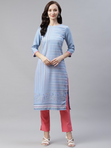Designer Party Wear Poly Rayon Kurti With Bottom