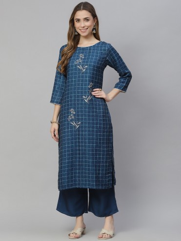Designer Party Wear Poly Rayon Kurti With Bottom