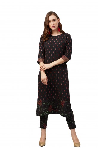 Designer Party Wear Crepe Readymade Kurta With Pant