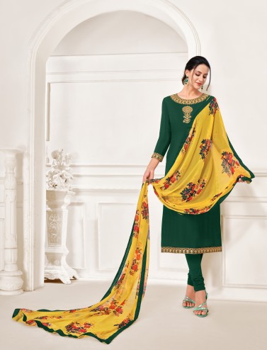 Embroidred Designer Chanderi Cotton Salwar Suit