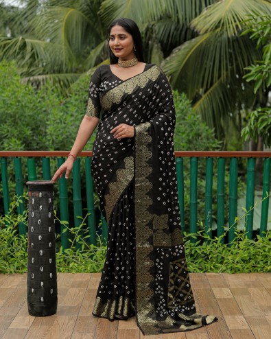 Latest Designer Party Wear Pure Bandhej Silk Saree
