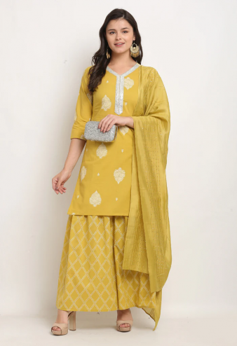 Traditional Function Wear Cotton Readymade Suit
