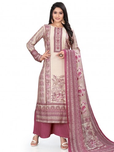 Allover Contrast Floral Resham Thread Work With Sequin & Crosia Lace