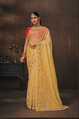 Traditional Function Party Wear Organza Saree Collection