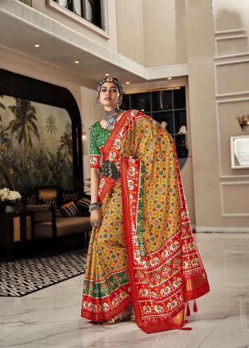 Traditional Function Wear Pure Tusser Patola Saree Collection