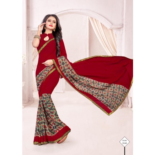 Weightless Fabric Printed Designer Saree With Thin Border