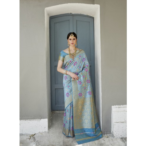 Designer Classic Wear Silk Blend Saree