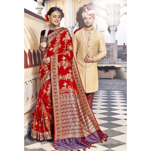  Designer Wedding Wear 100% Kanchipuram Silk Saree
