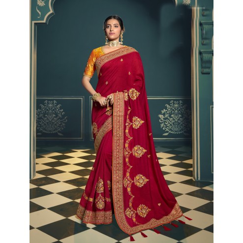 Embroidred Designer Traditional Wear Silk Saree