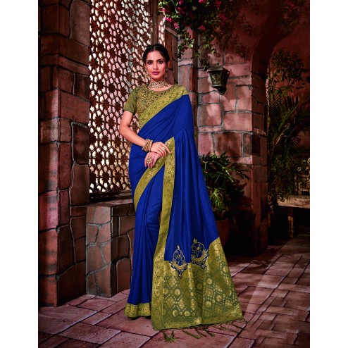 Heavy Designer Traditional Party Wear Satin Silk Saree