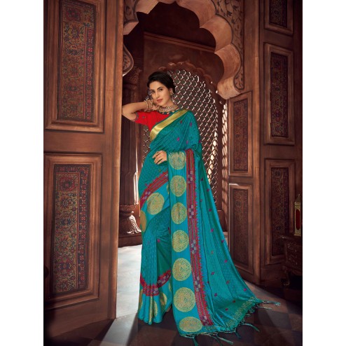 Latest Designer Traditional Wear Raw Silk Saree