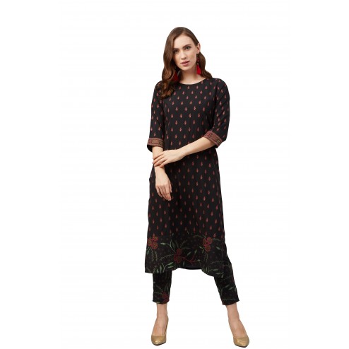 Designer Party Wear Crepe Readymade Kurta With Pant