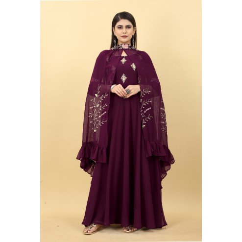 Designer Party Wear Readymade Gown With Shrug