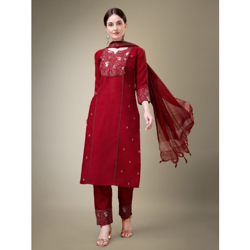 Trendy Fashioner Cotton Blend Readymade Suit Collection