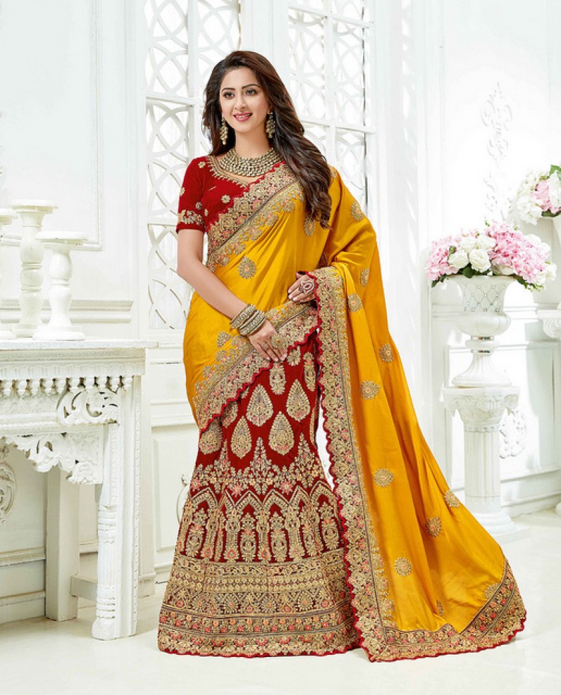 Bride and Bridesmaid Dresses Lehenga Sarees Pre – pleated Pallu Sari –  Bagtesh Fashion
