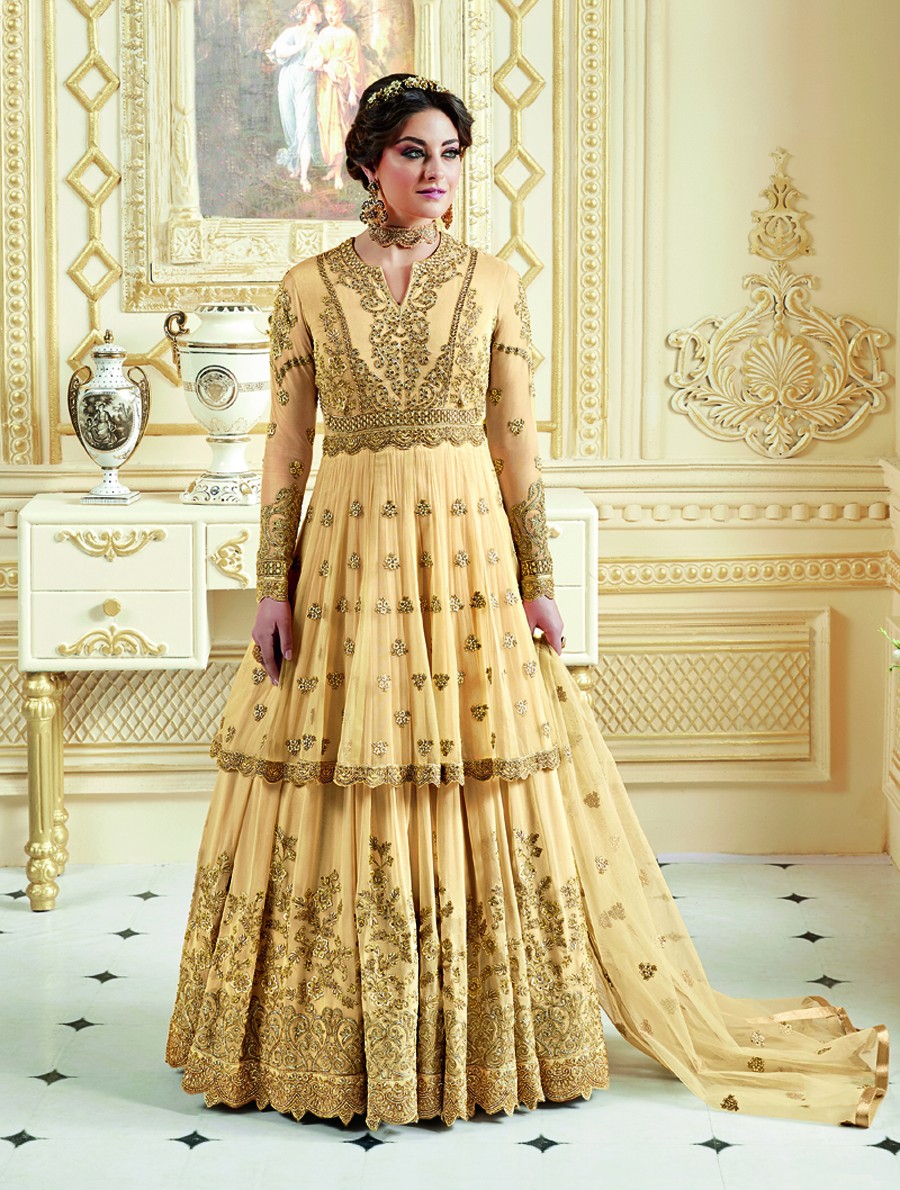 Silk Blend Embroidery Anarkali Suit In Off White Colour - SM4452237