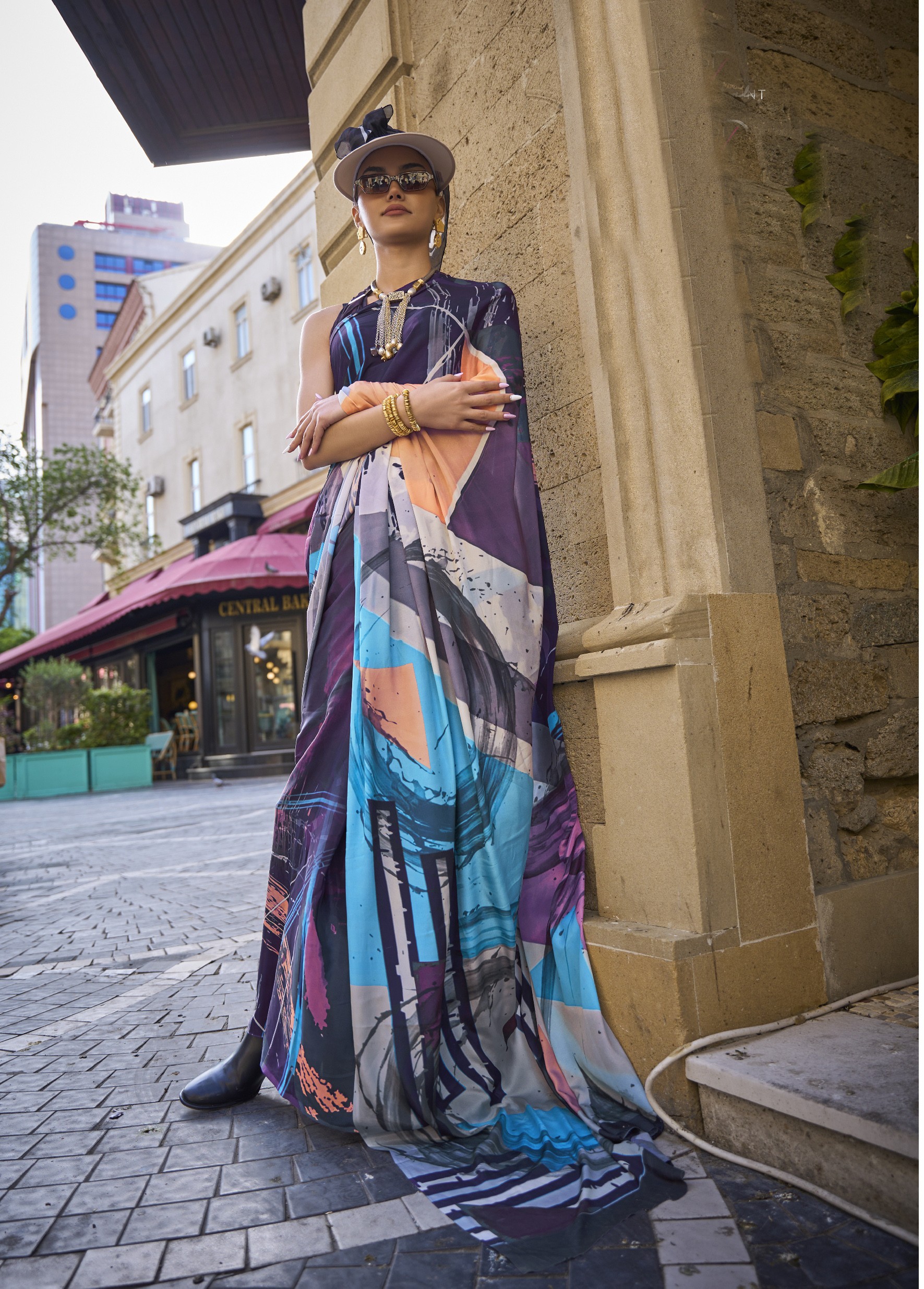 Gorgeous Check Printed Soft Raw Silk Saree For Part Wear – Cygnus Fashion