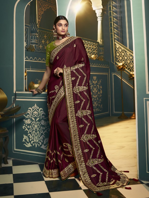 Traditional Heavy work Indian Fashionable Saree Bollywood Designer Sari Blouse 