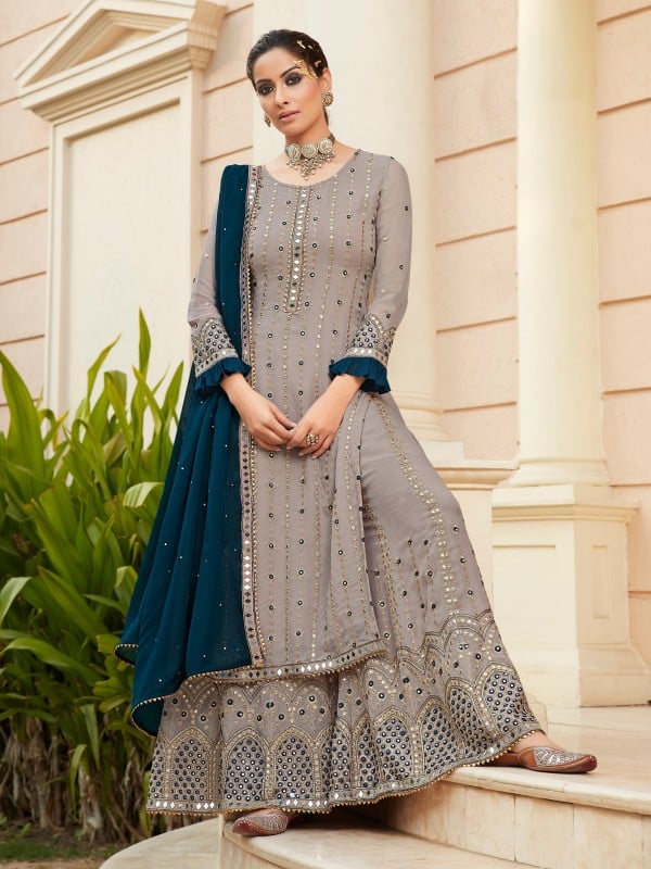 Pakistani Indian Printed Chiffon Suit Casual Salwar Kameez Shalwar Stitched 
