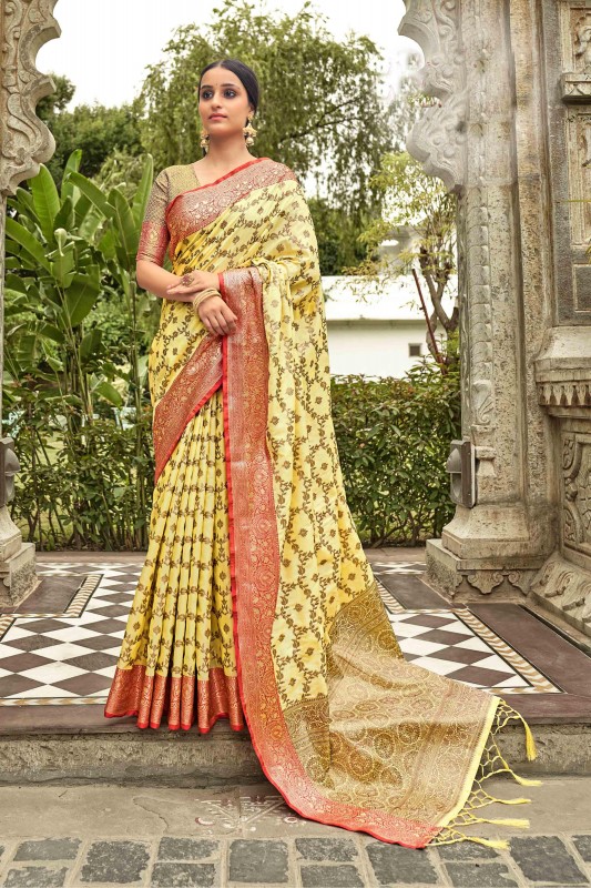 Banarasi Tusser Silk Saree Butta Work Wedding Indian Traditional Designer Sari 