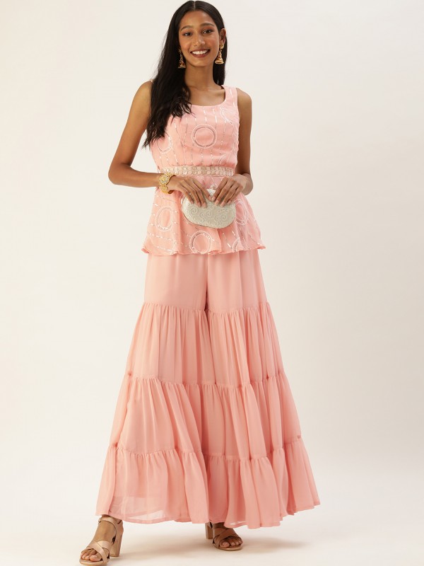 Pink Colour Ethnic Partywear Plus Size Kurti For Festive Looks - KSM PRINTS  - 4236204
